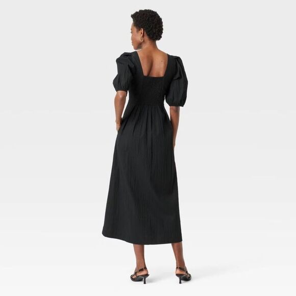 A New Day - Women's Short Sleeve Midi Dress - A New Day Black  Black - Picture 4 of 4